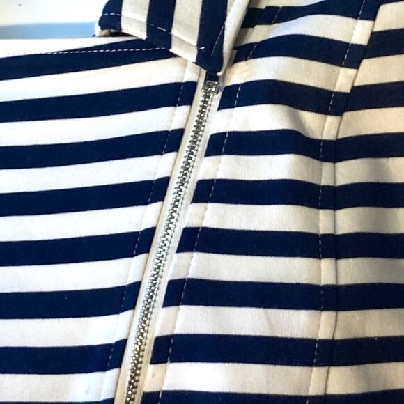 Lane Bryant SZ24 Navy & White stripe moto jacket Nautical Sailor Coastal Preppy - Picture 12 of 12